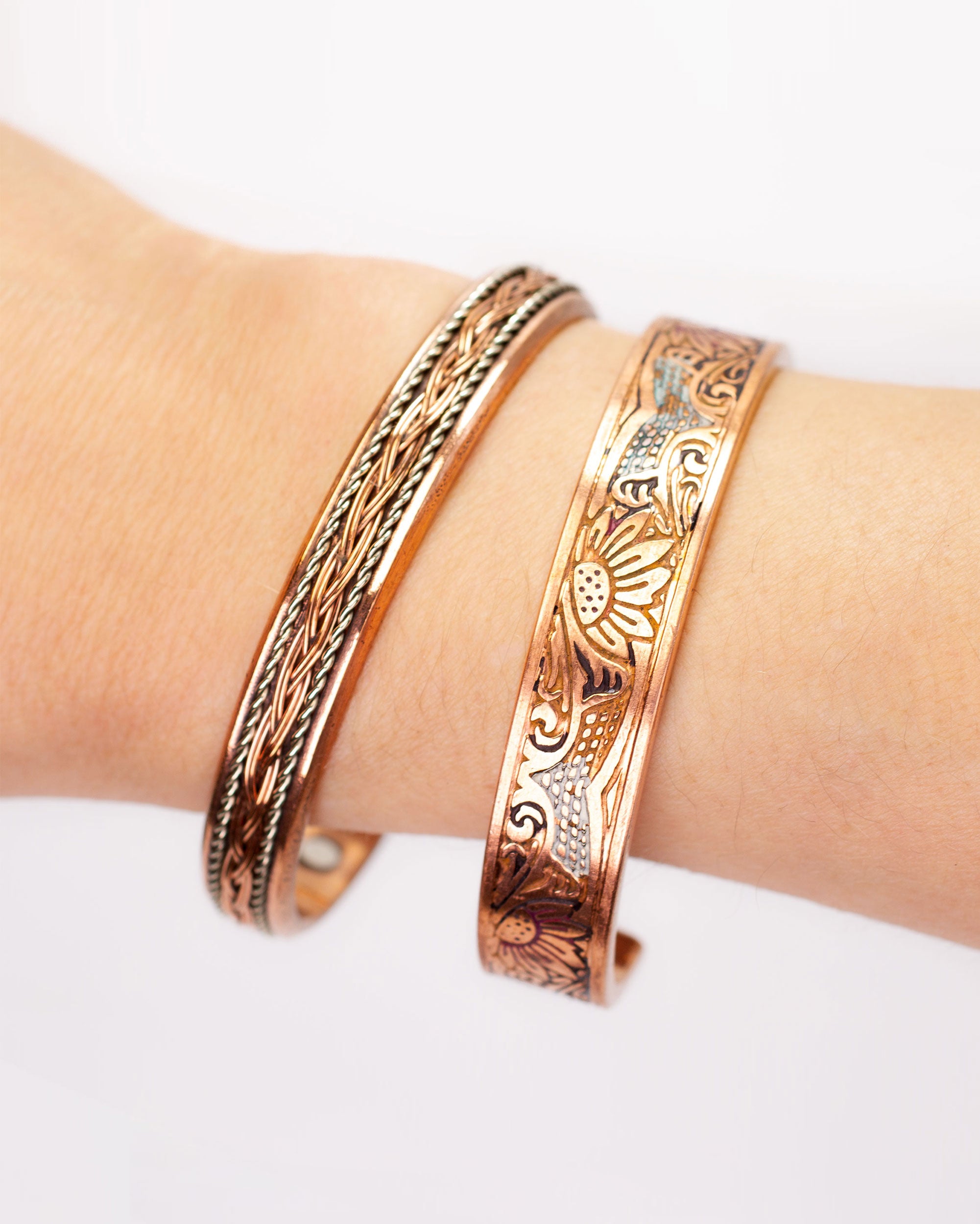 Kupfer-Magnetarmband mit geflochtener Einlage