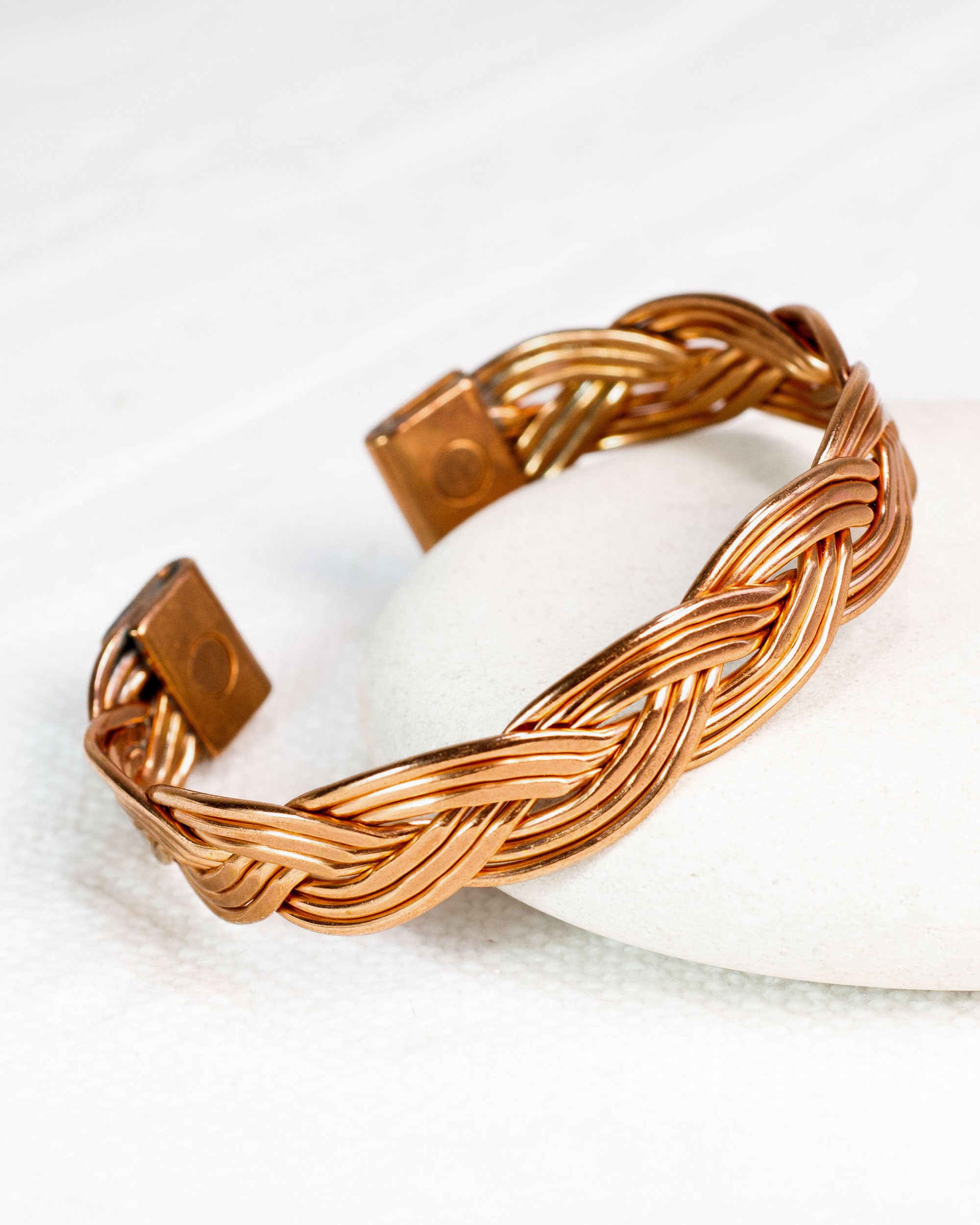 Koperen magneet armband - triple gevlochten