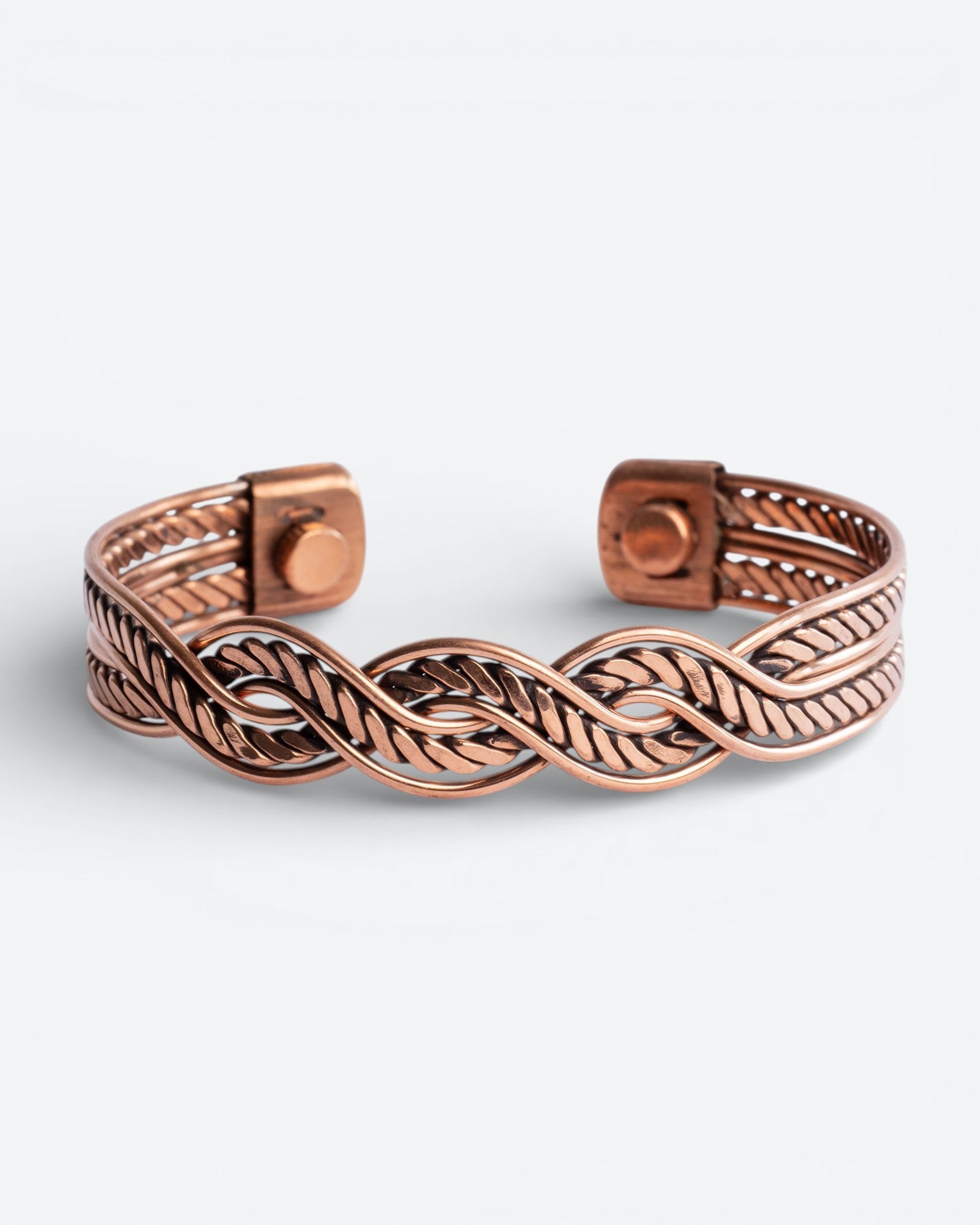 Koperen magneet armband met golvend design