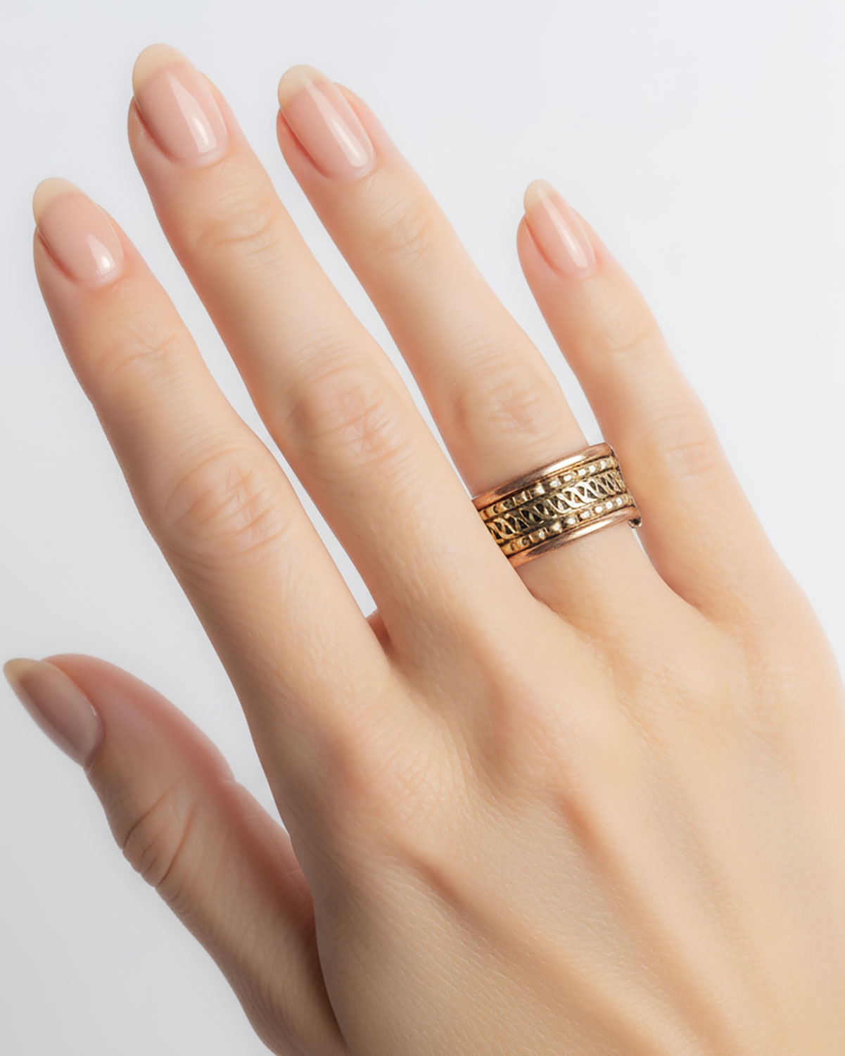 Brede Koperen Magneet Ring met Messing Versiering