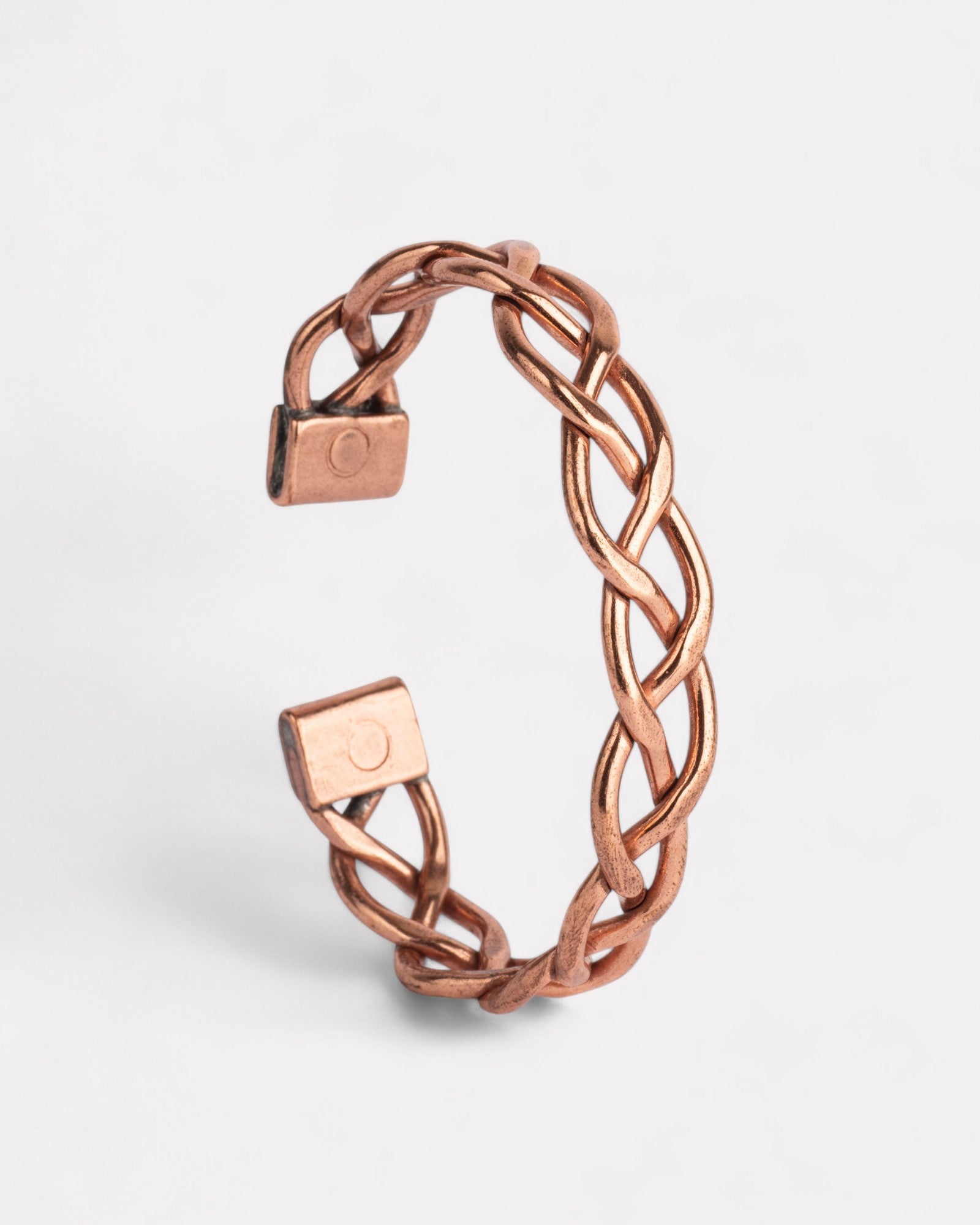 Koperen magneet armband - gevlochten