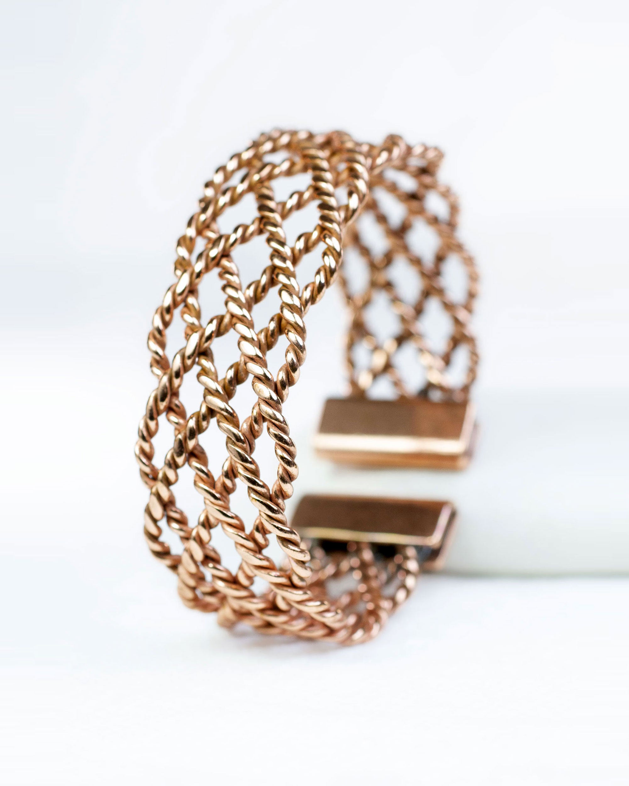 Koperen armband - open gevlochten