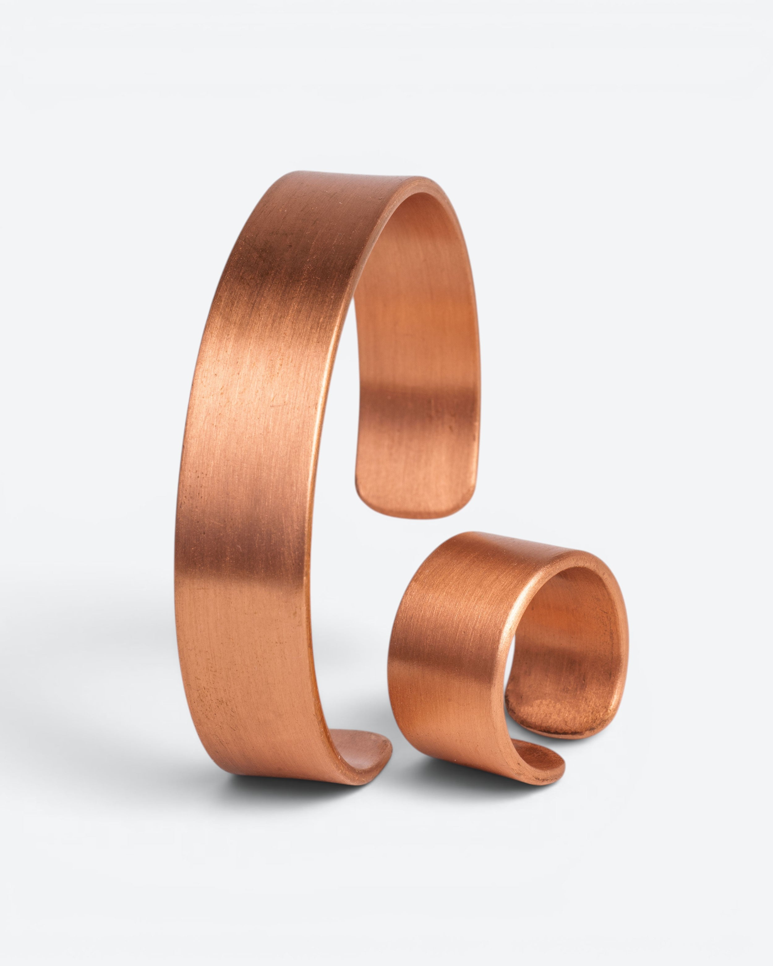 Koperen armband en ring - mat geborsteld