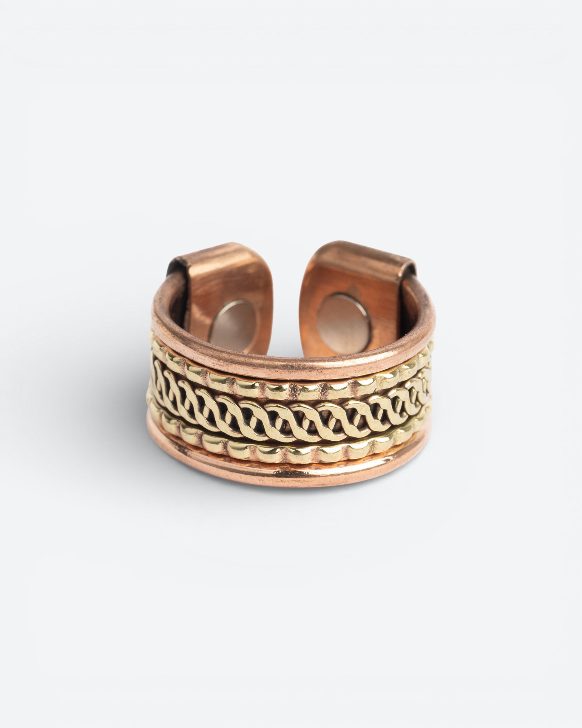 Brede Koperen Magneet Ring met Messing Versiering