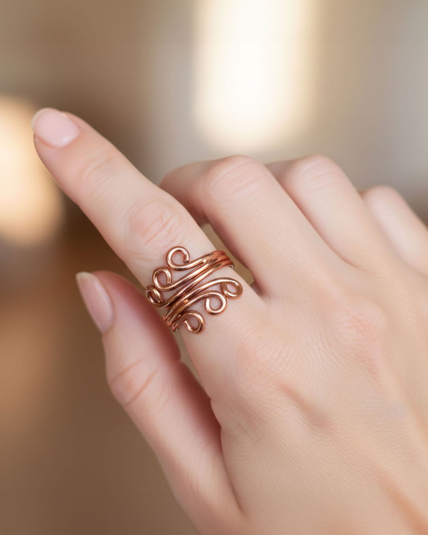 Koperen Ring - Curl | Verstelbaar