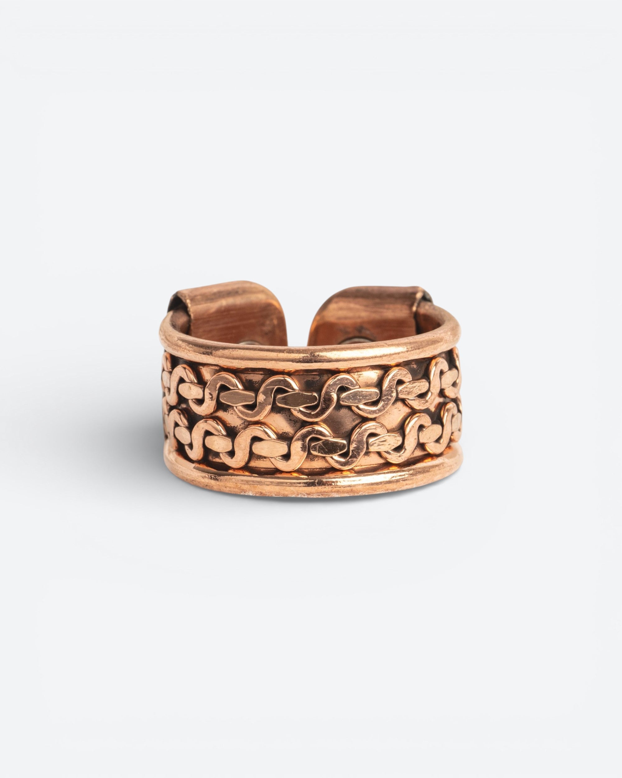 Wide Copper Magnetic Ring with Embellishment - Adjustable