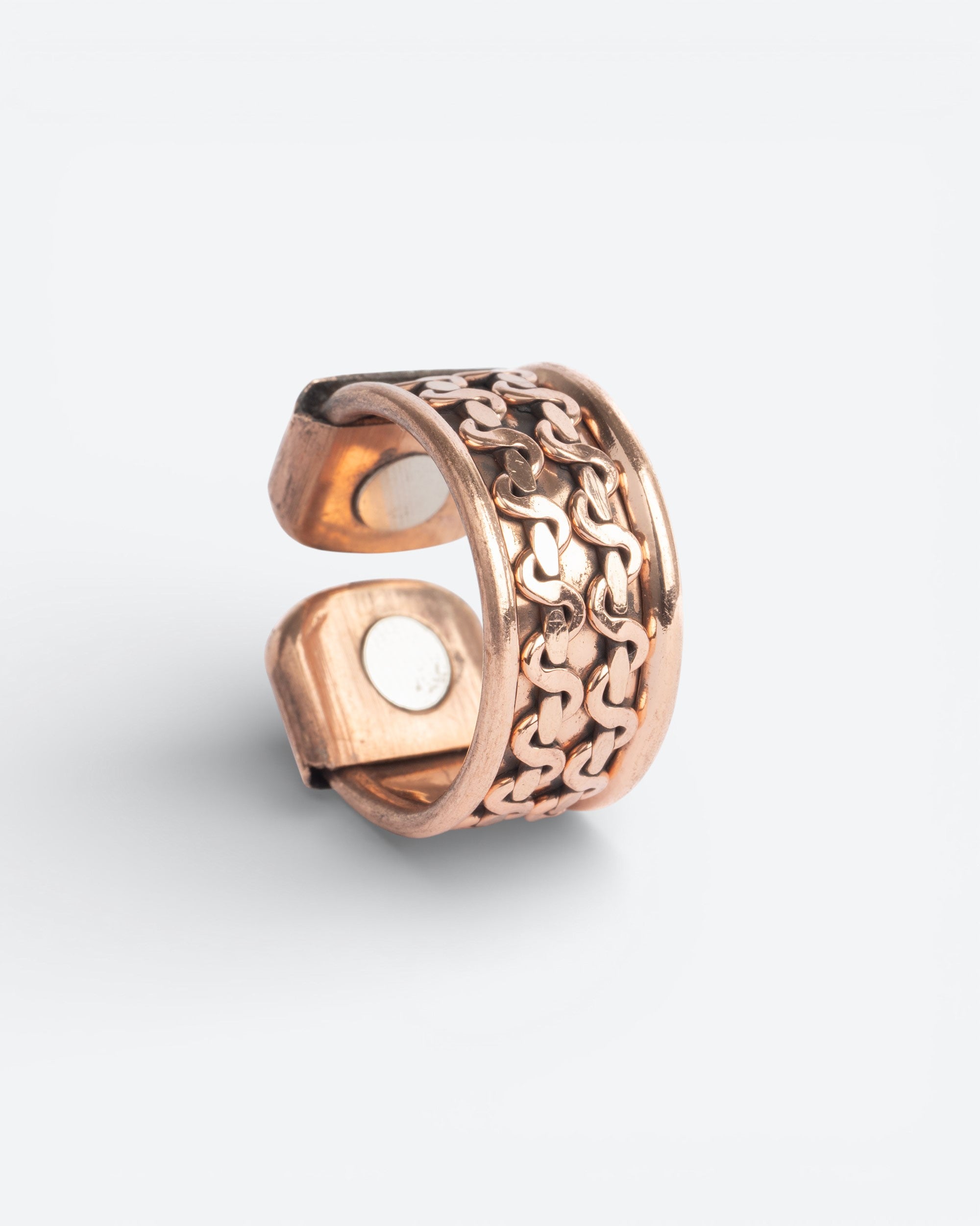Brede Koperen Magneet Ring met Versiering - Verstelbaar