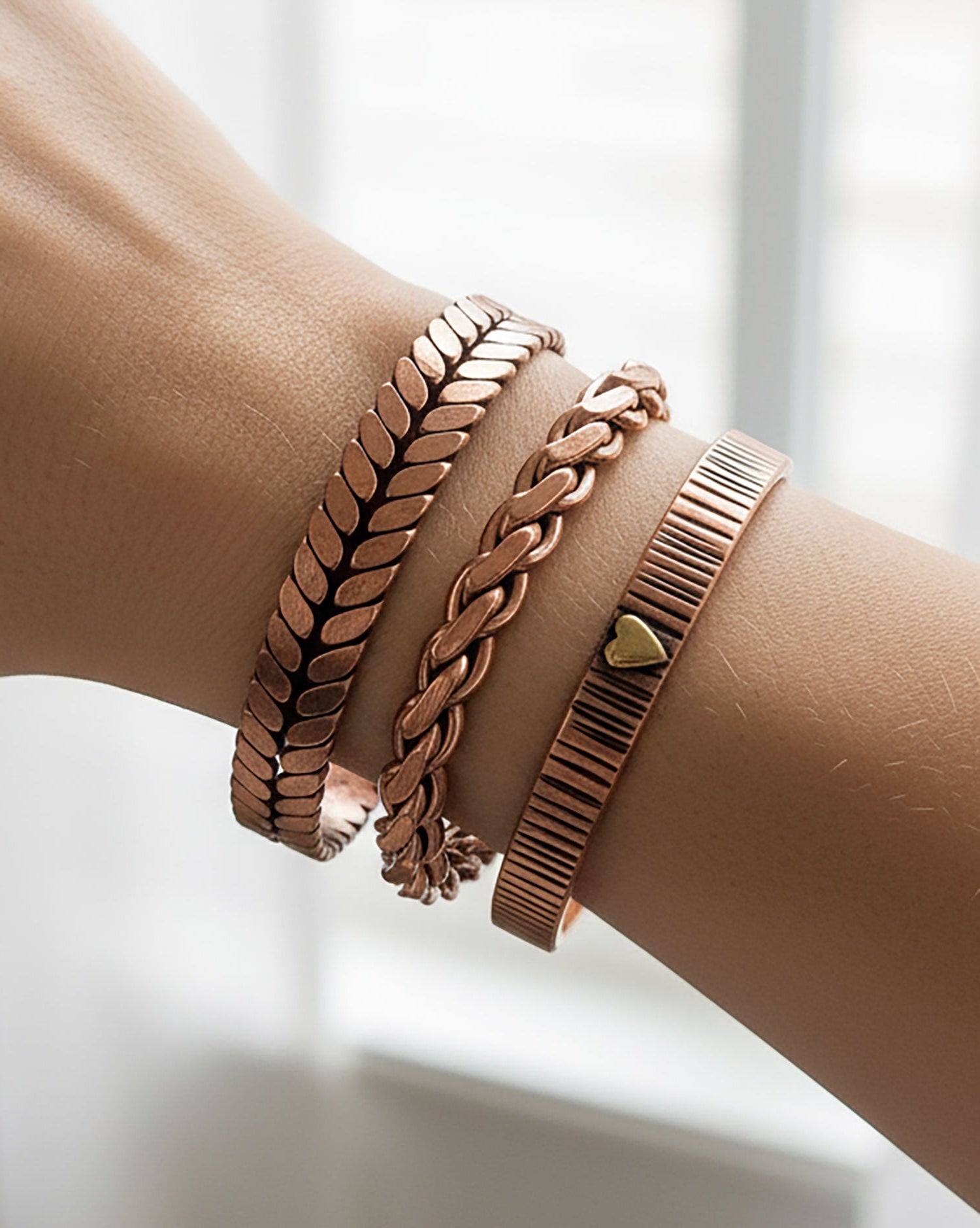 Koperen magneet armband - gedraaid