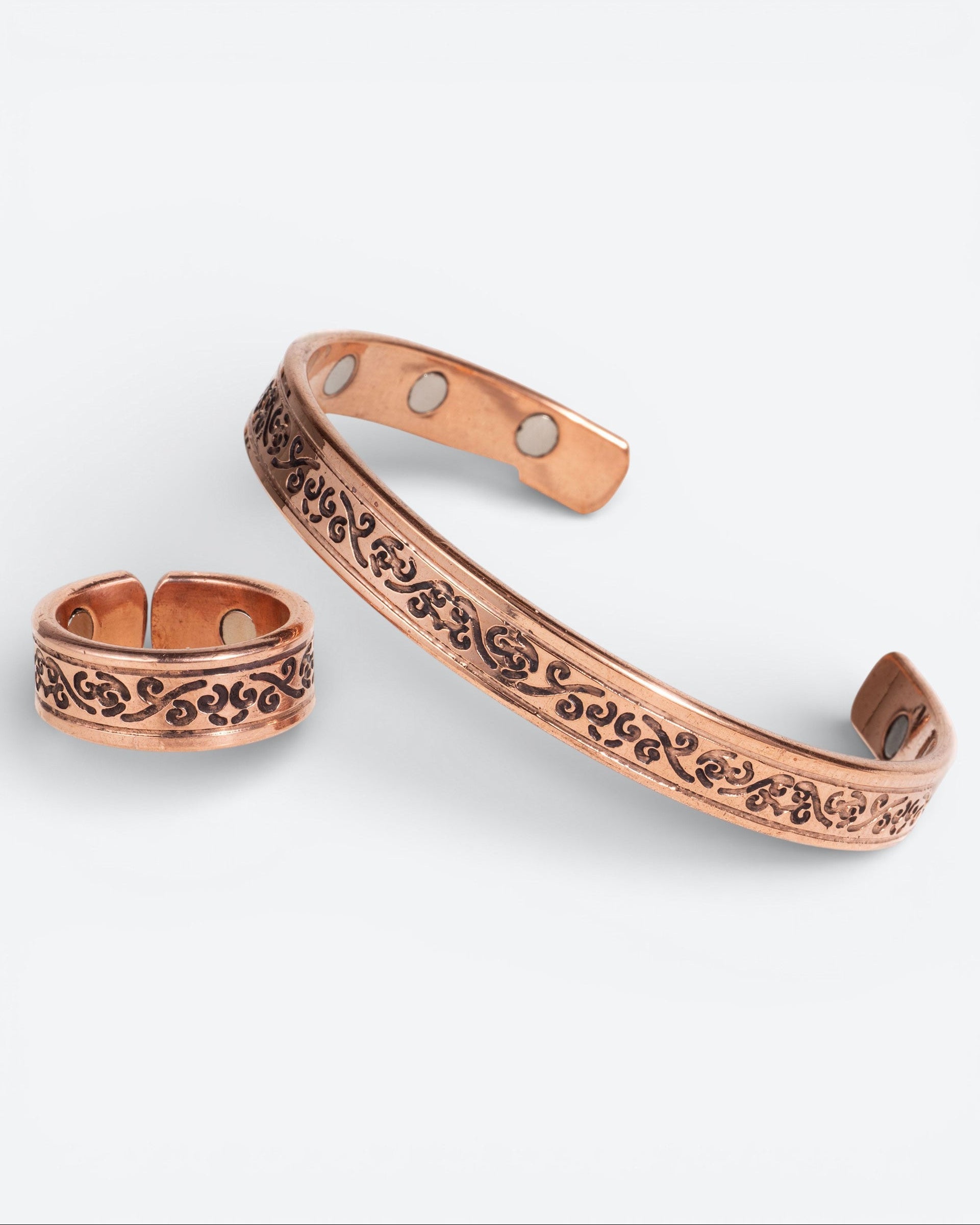 Set koperen magneet armband en ring - Lichttaal