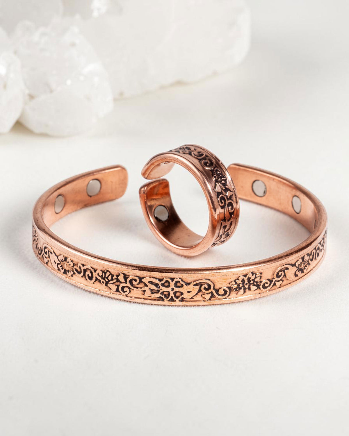 Set koperen armband & ring - sierlijk