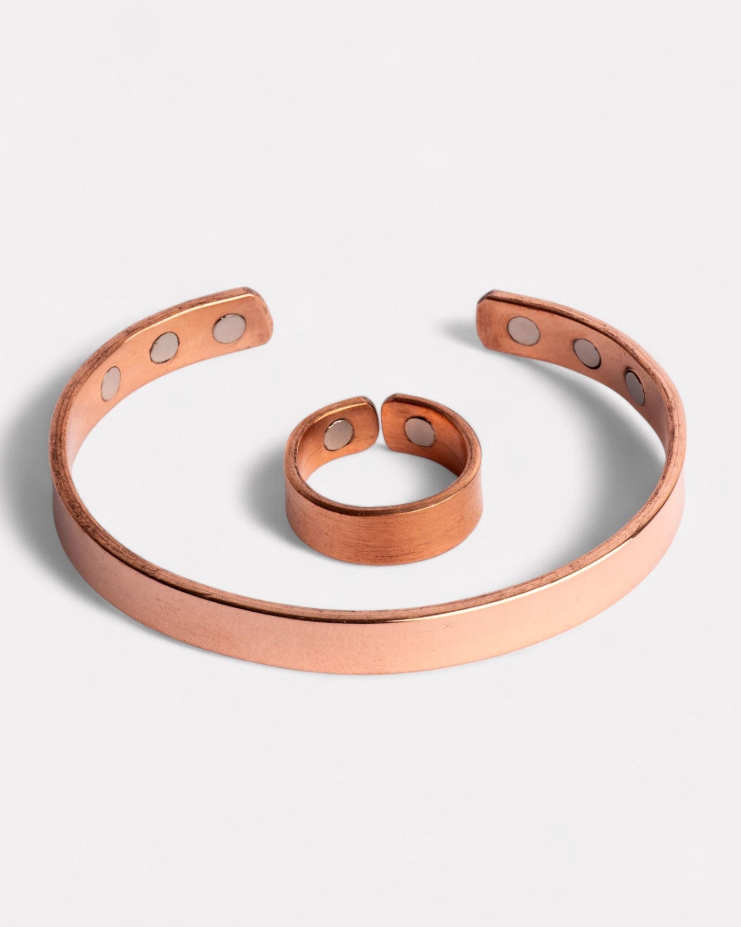 Set van koperen magneet armband en ring - klassiek - VEDAenergi