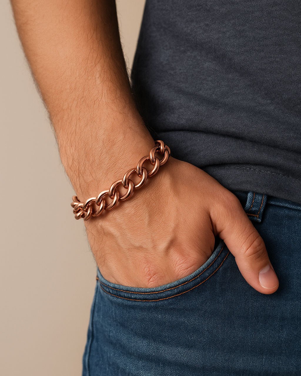 Stoere Koperen Schakelarmband met Magneten – Kracht & Stijl voor de Man - VEDAenergi