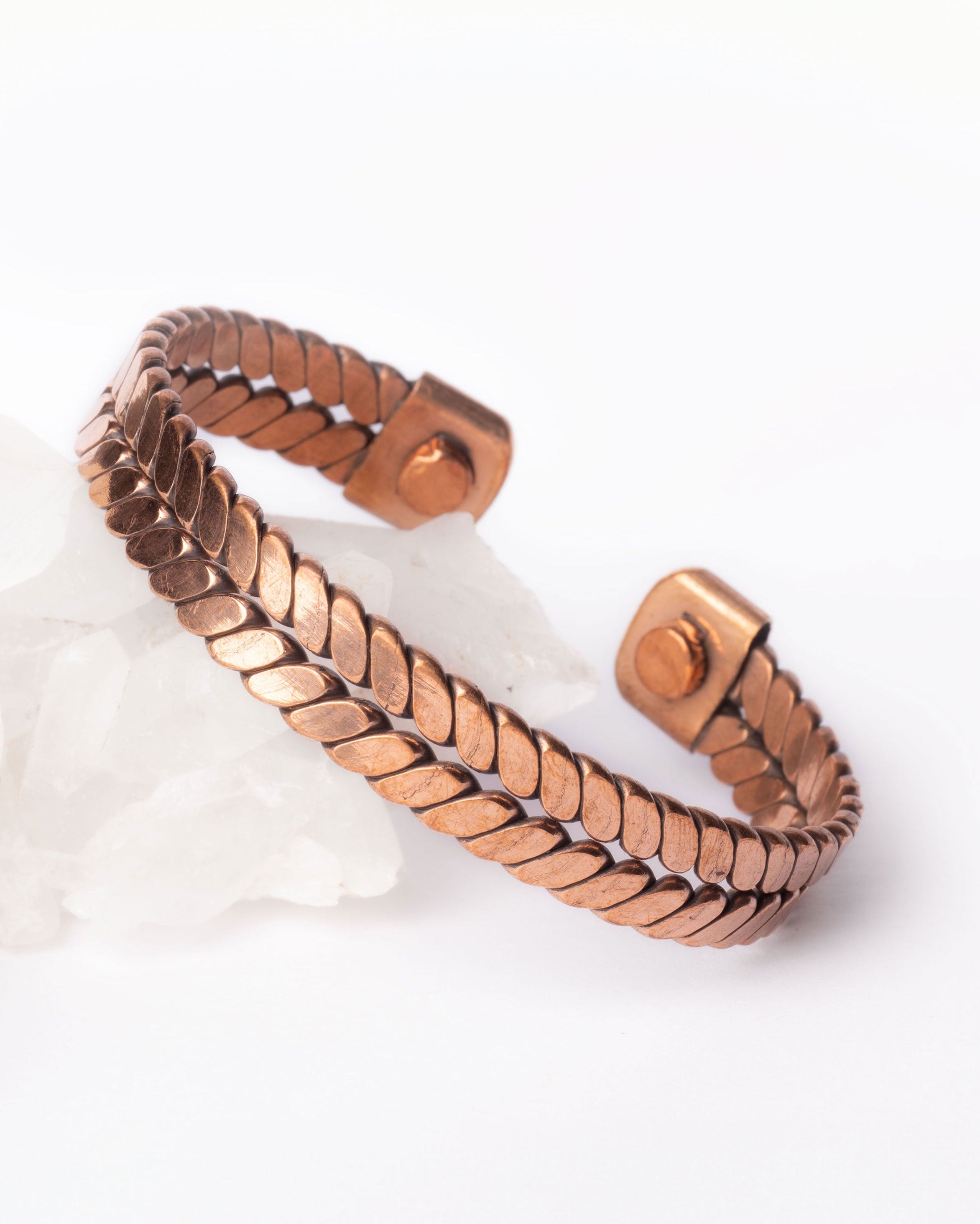Koperen magneet armband - plat