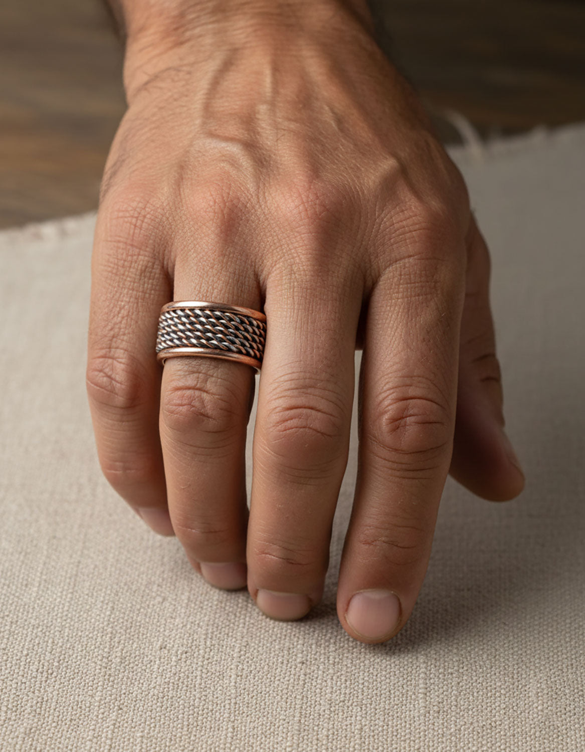 Brede Koperen Magneet Ring - Bicolor | Verstelbaar
