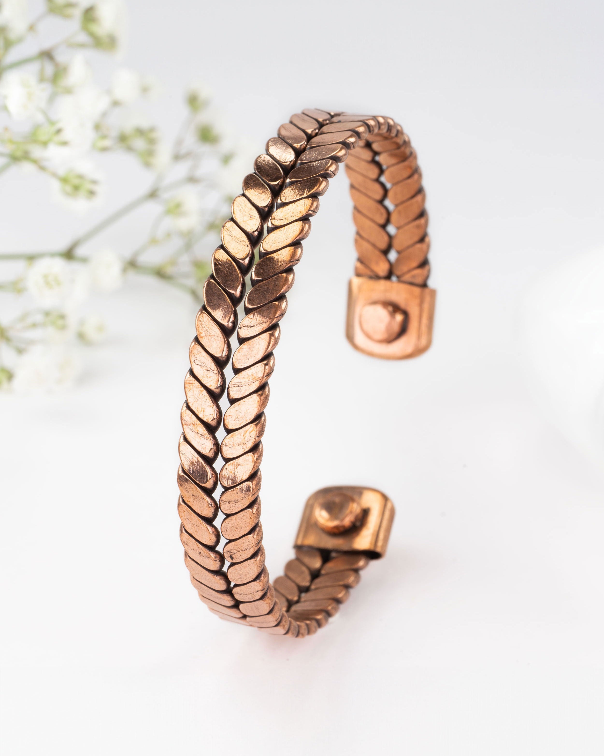 Koperen magneet armband - plat