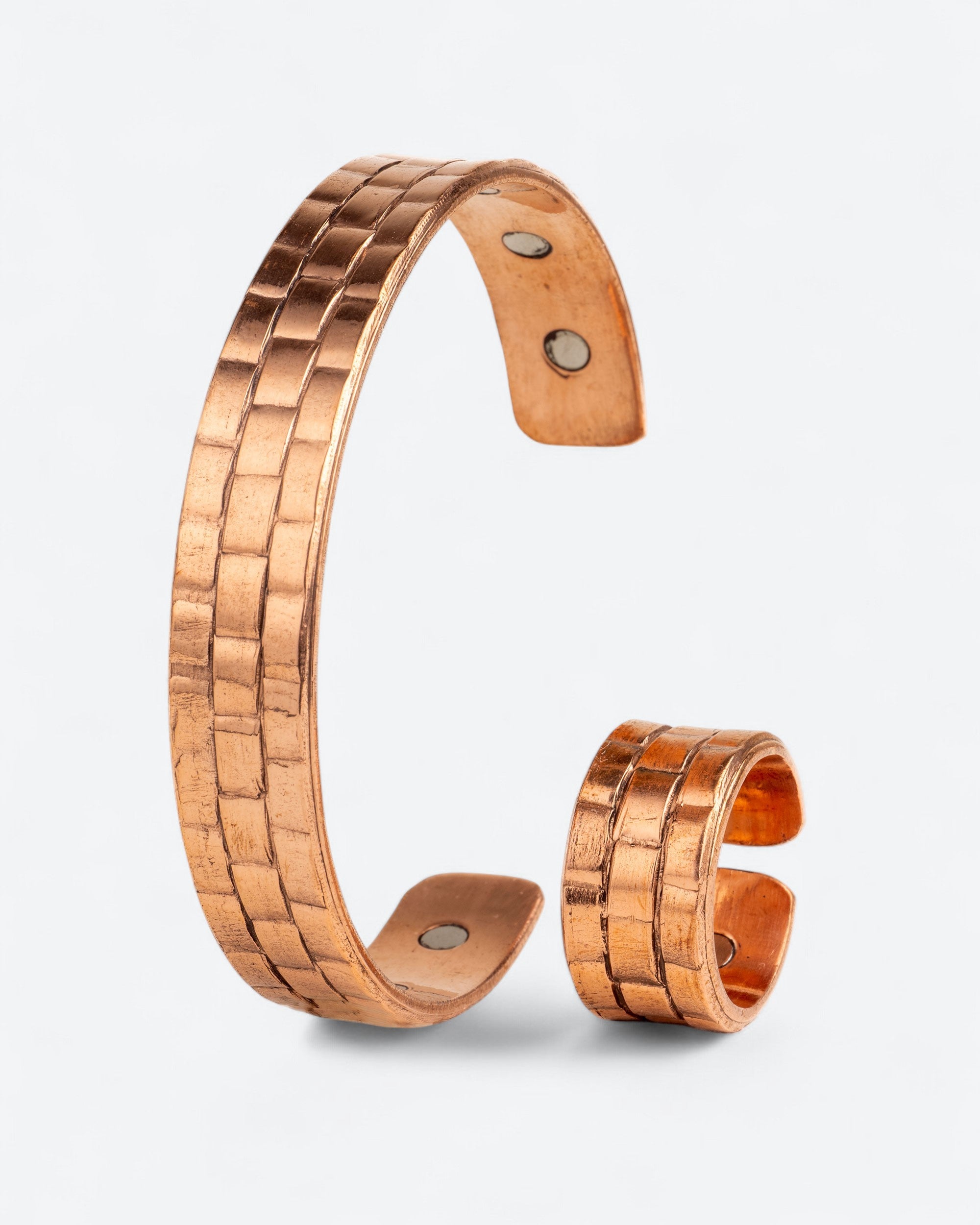 Set koperen heren armband en ring - Brick
