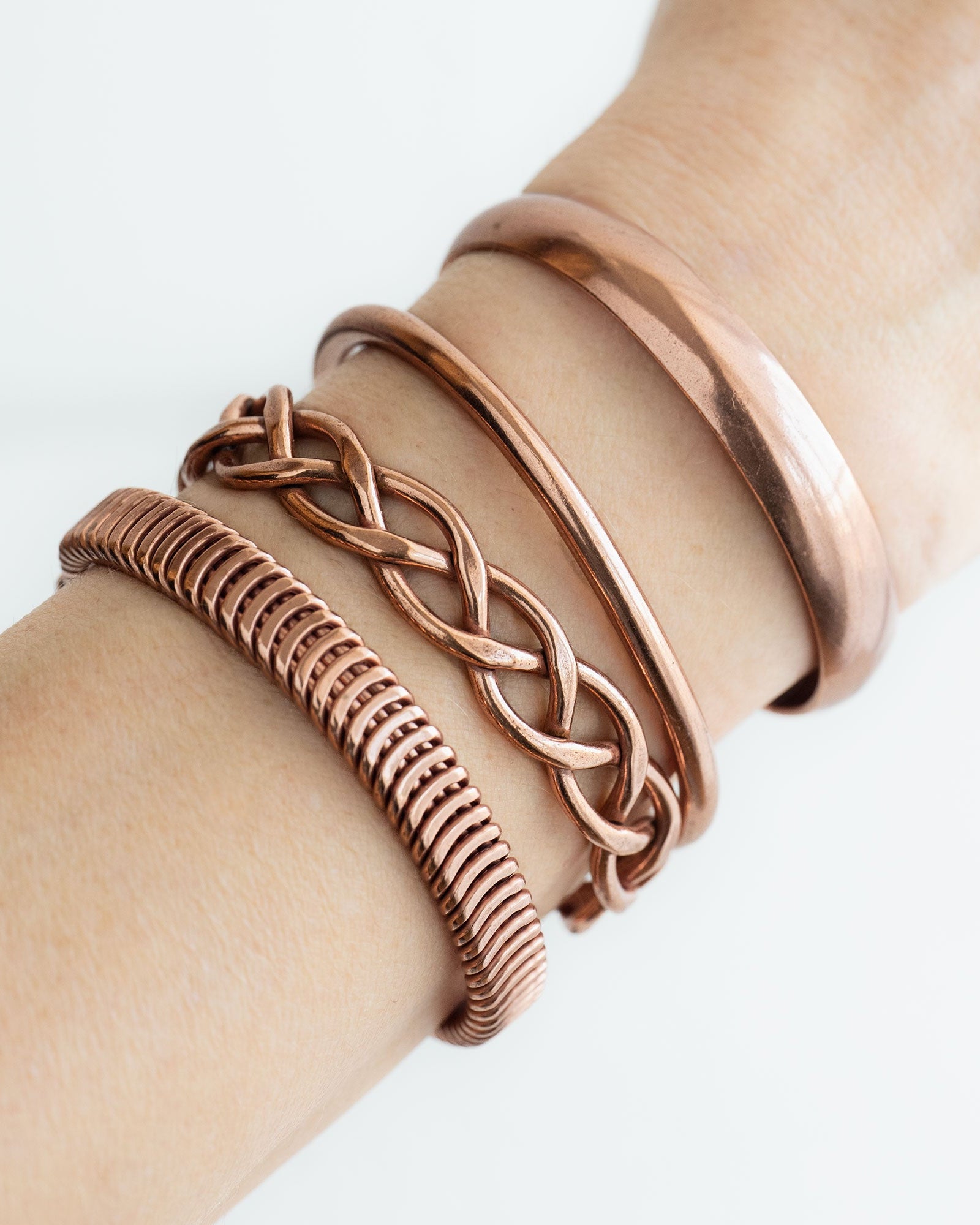 Koperen magneet armband  - gevlochten