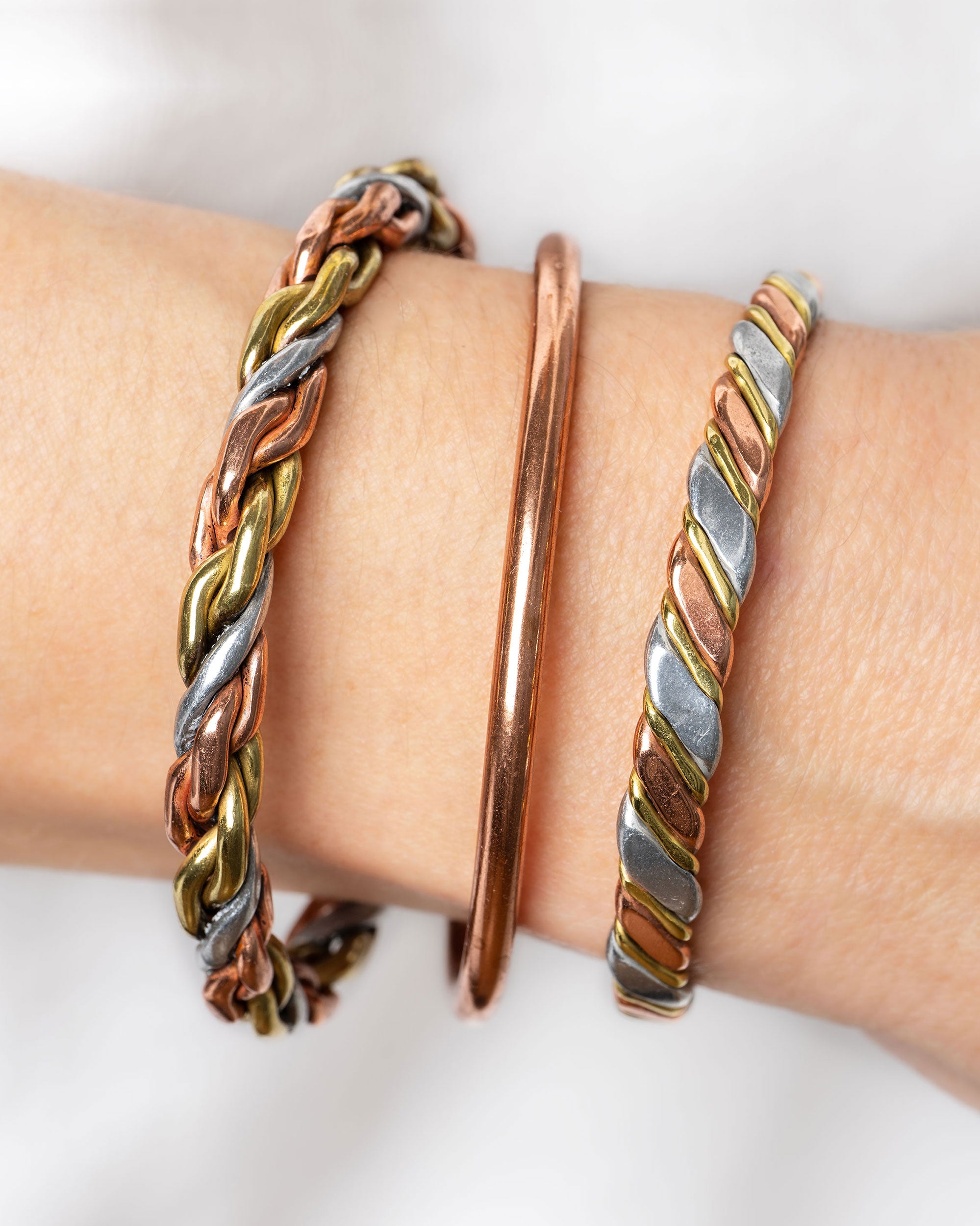 Koperen magneet armband - rope | driekleur