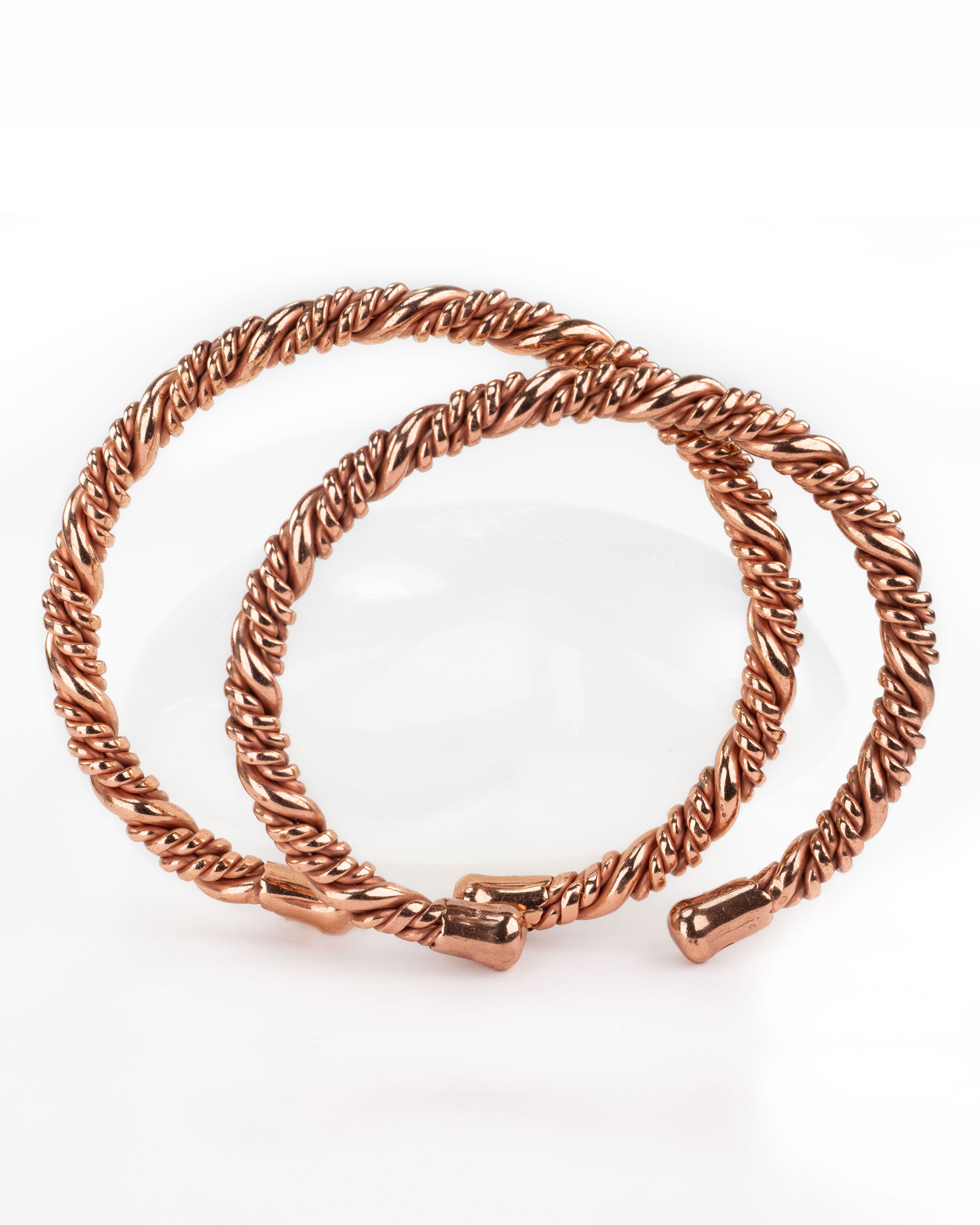 Luxe koperen magneet armband - gedraaide strengen