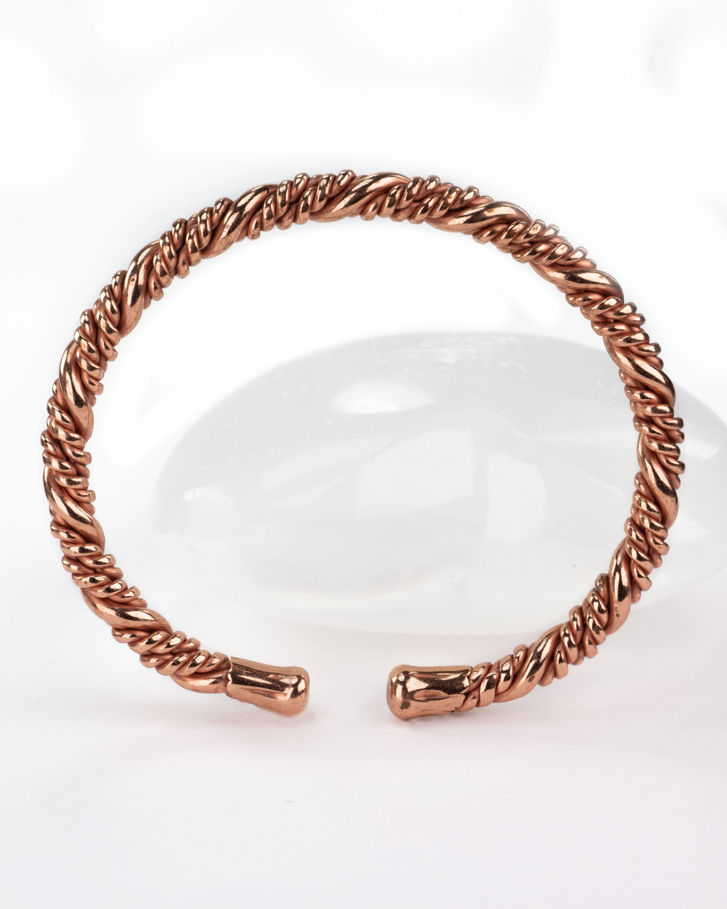 Luxe koperen magneet armband - gedraaide strengen