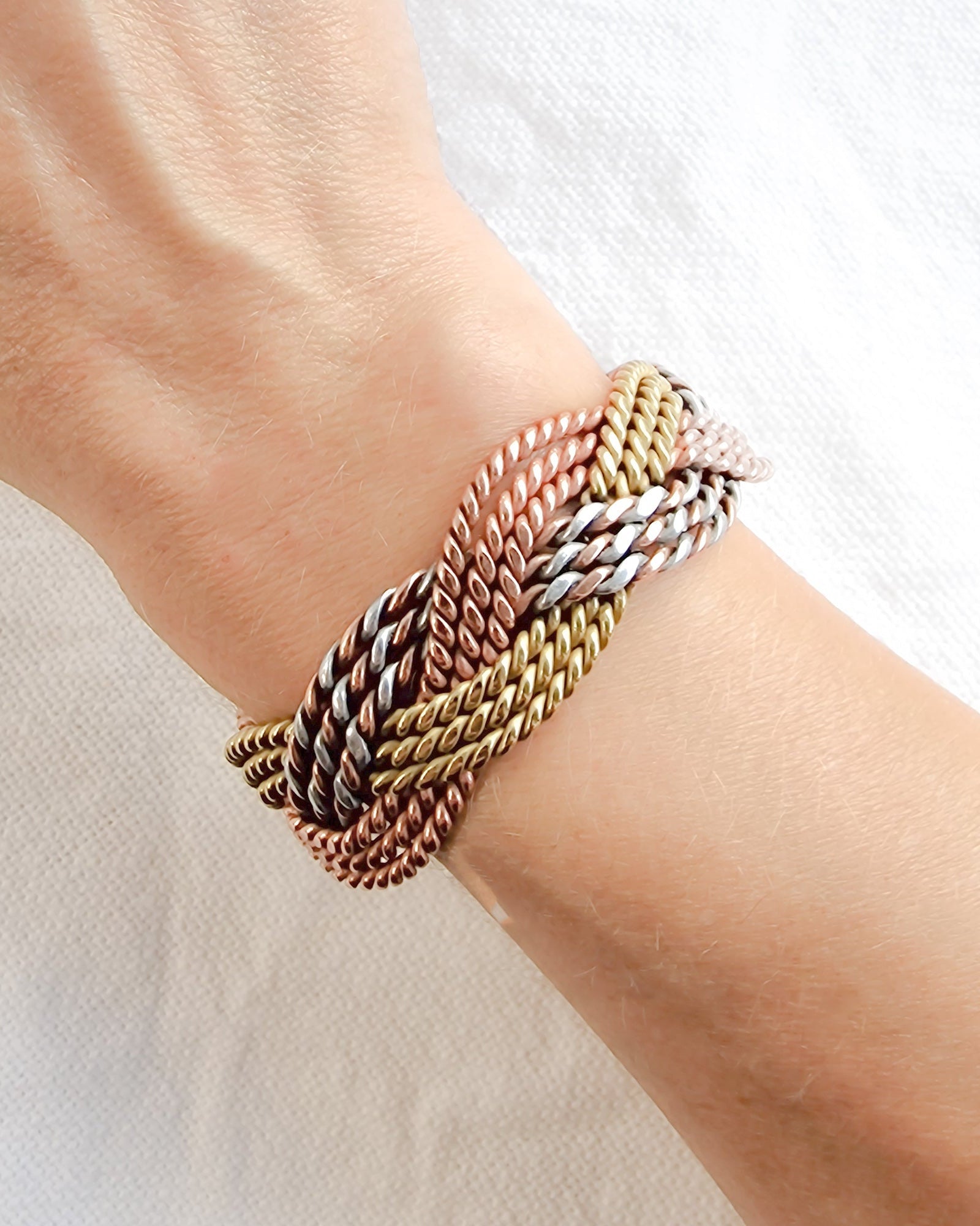 Gevlochten koperen magneet armband - drie kleur - VEDAenergi