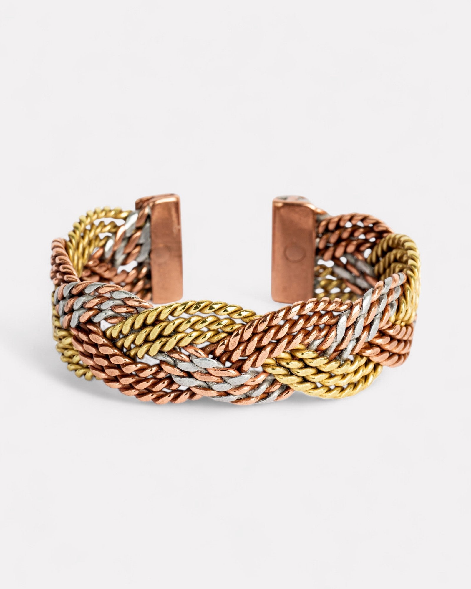 Gevlochten koperen magneet armband - drie kleur - VEDAenergi