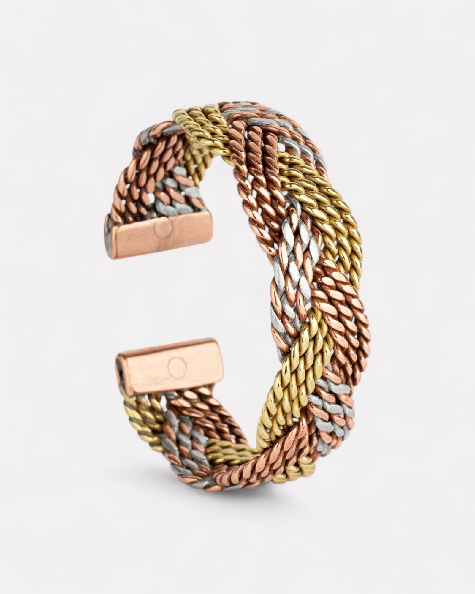 Gevlochten koperen magneet armband - drie kleur - VEDAenergi