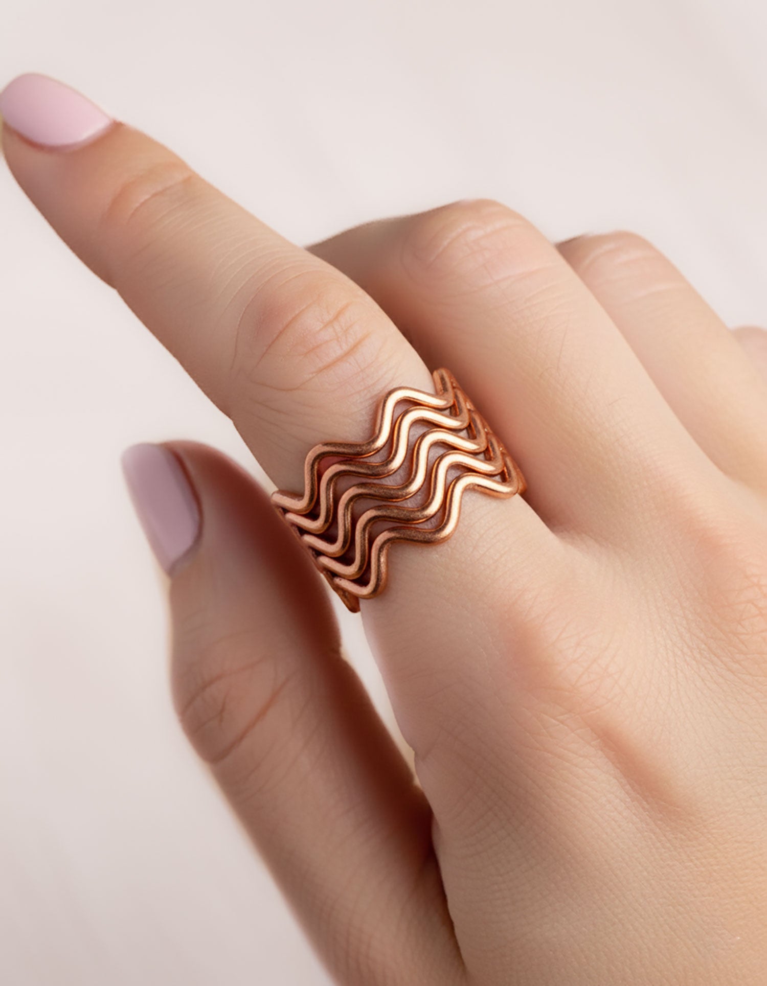 Koperen Ring - Waves | Grote Maat