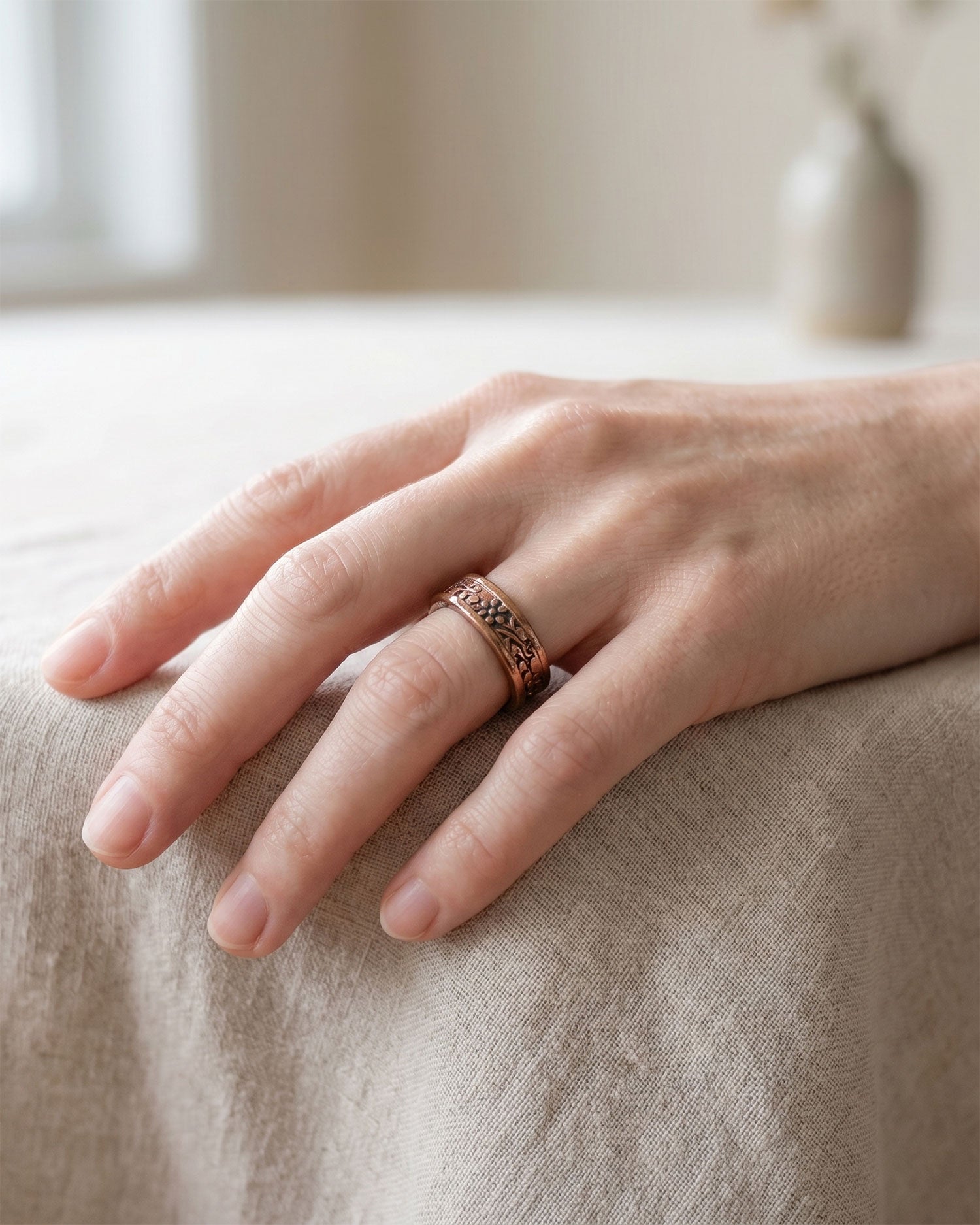 Koperen Magneet ring - sierlijk