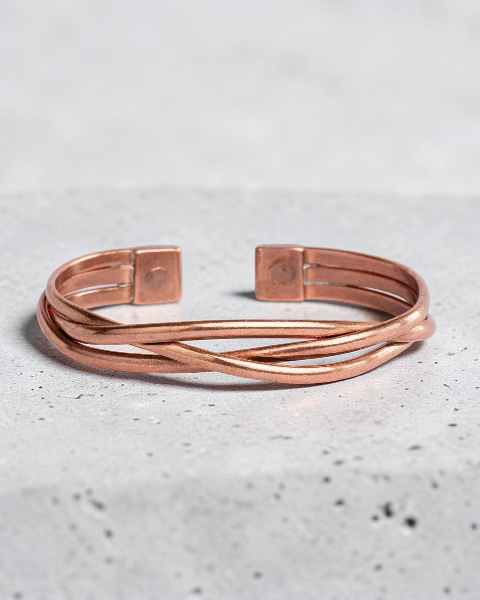 Koperen armband - los gevlochten met magneten