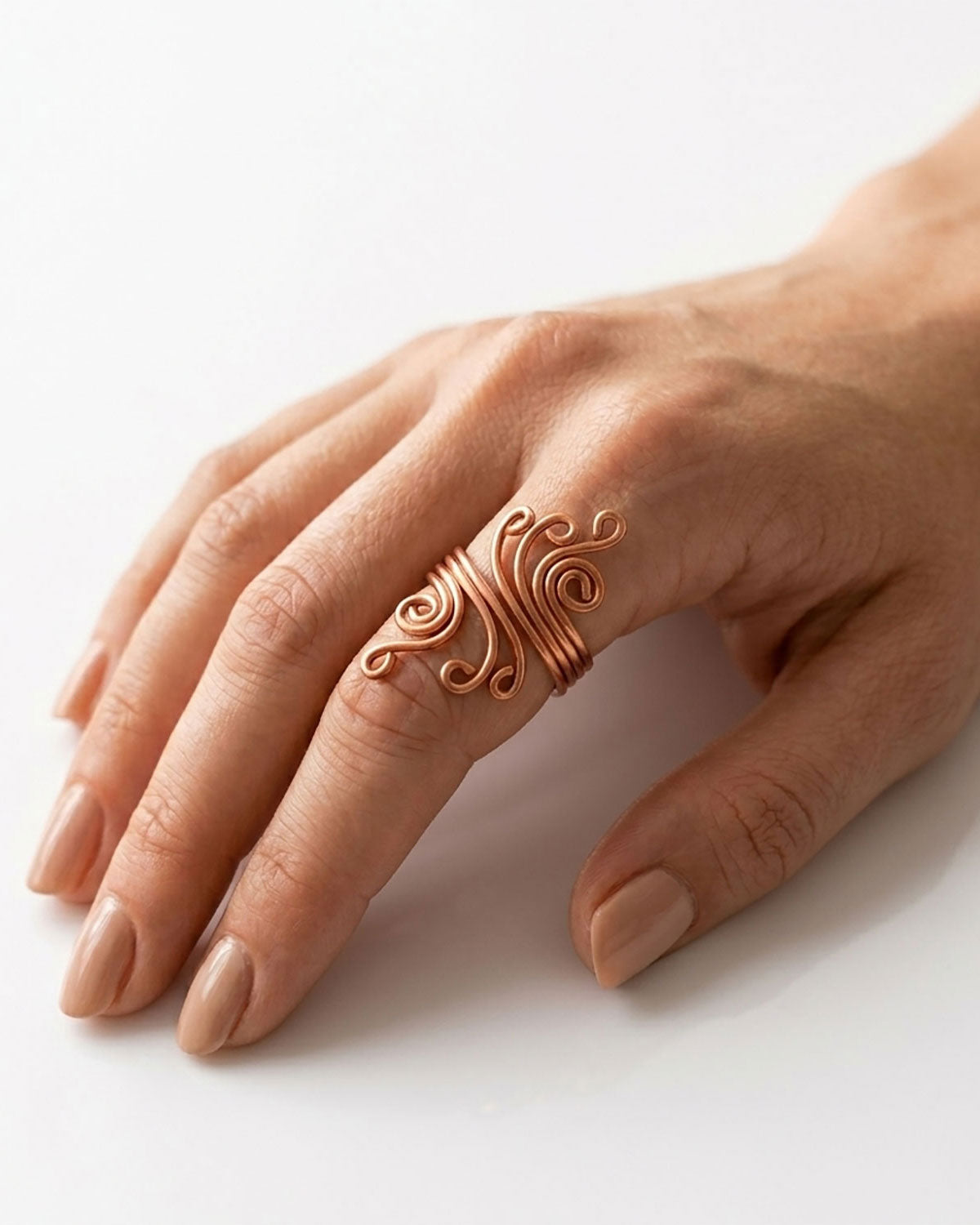 Koperen verstelbare ring - Curl