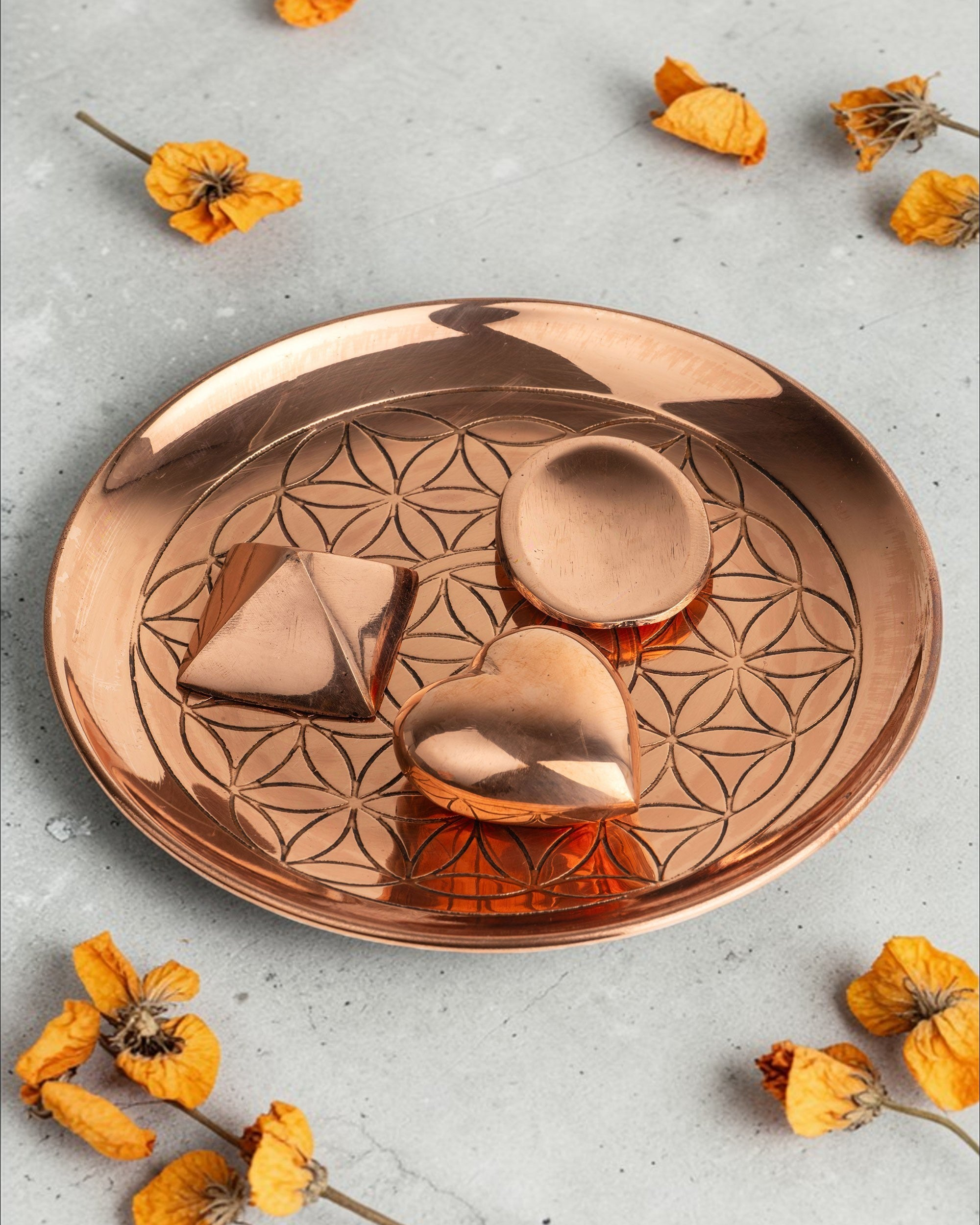 Luxe Cadeau set - koperen objecten & schaal