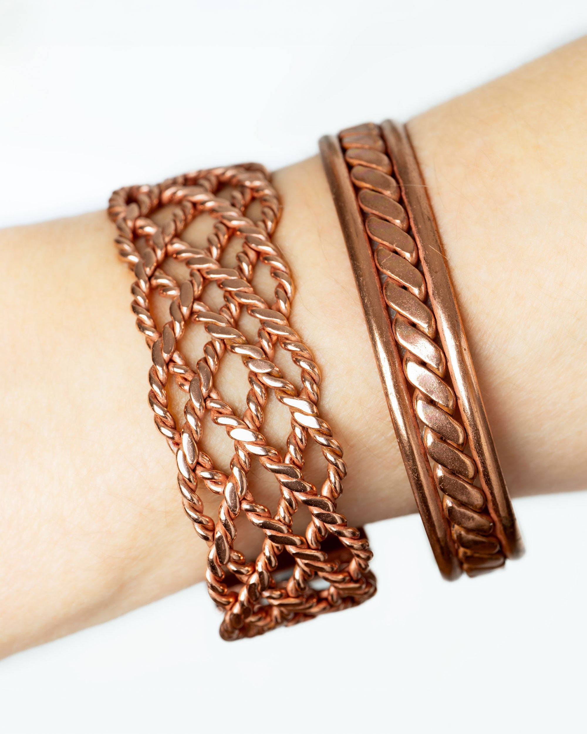 Koperen armband - open gevlochten