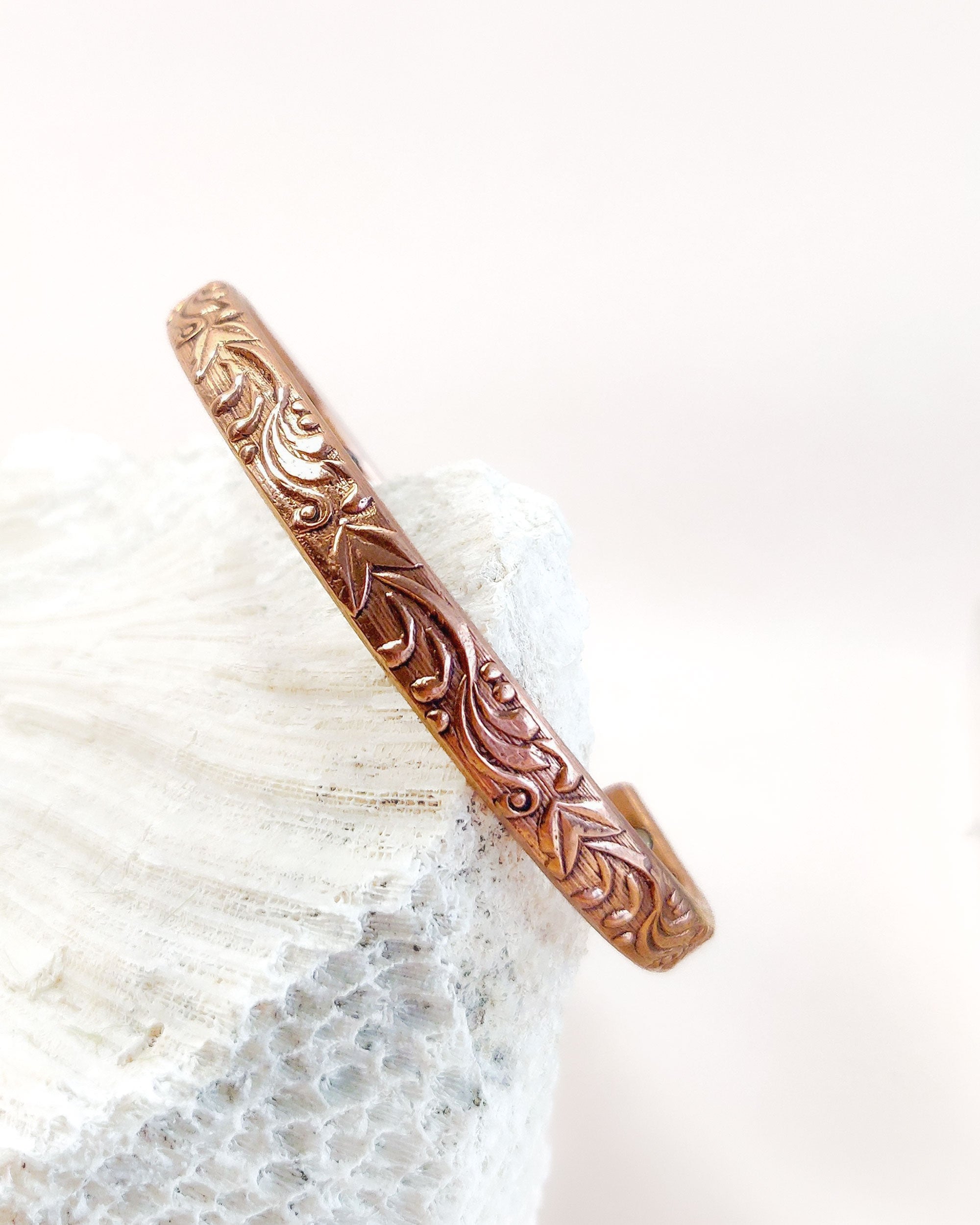 Koperen magneet armband - Floral