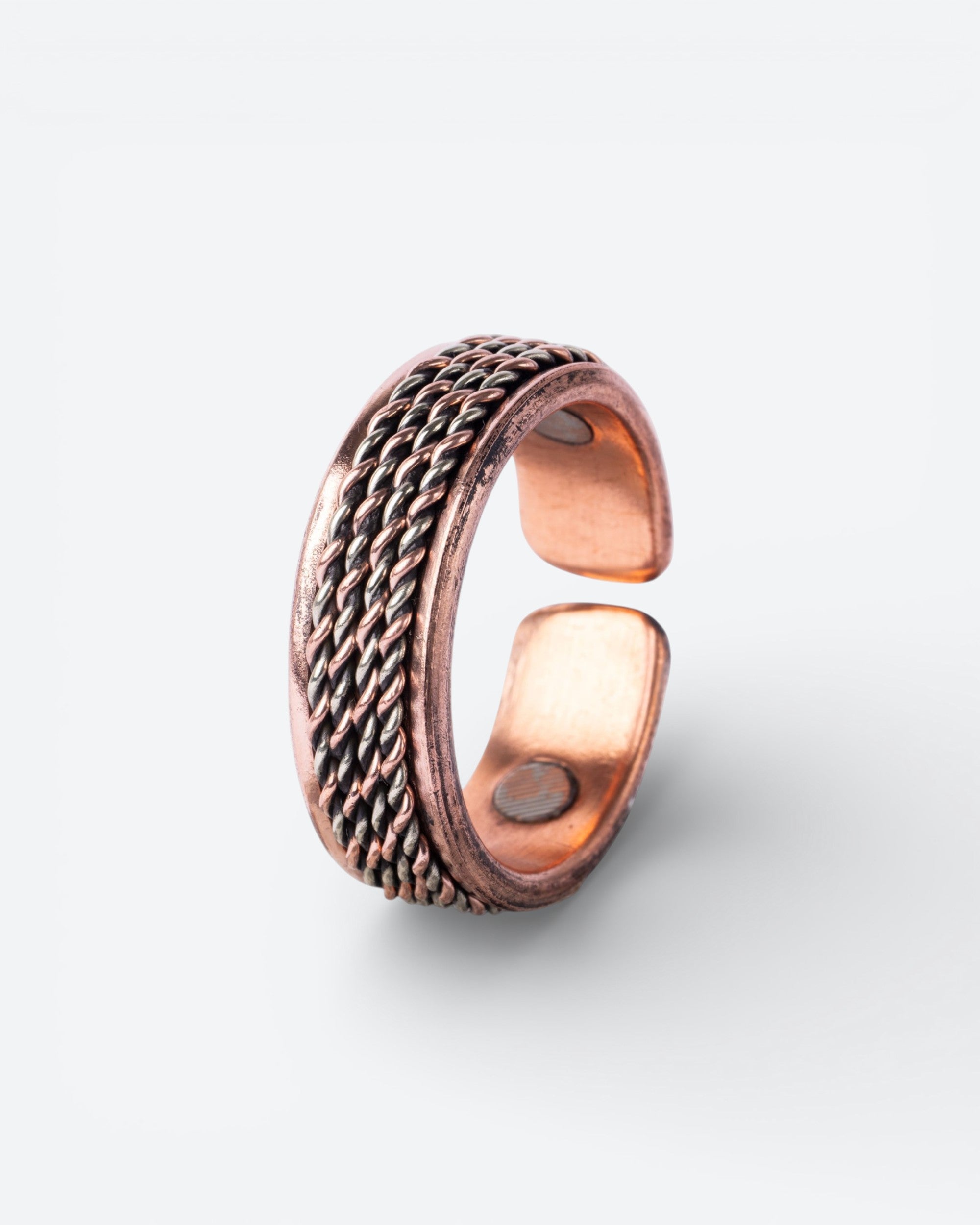 Koperen Magneet Ring met Ingelegde Koperdraden