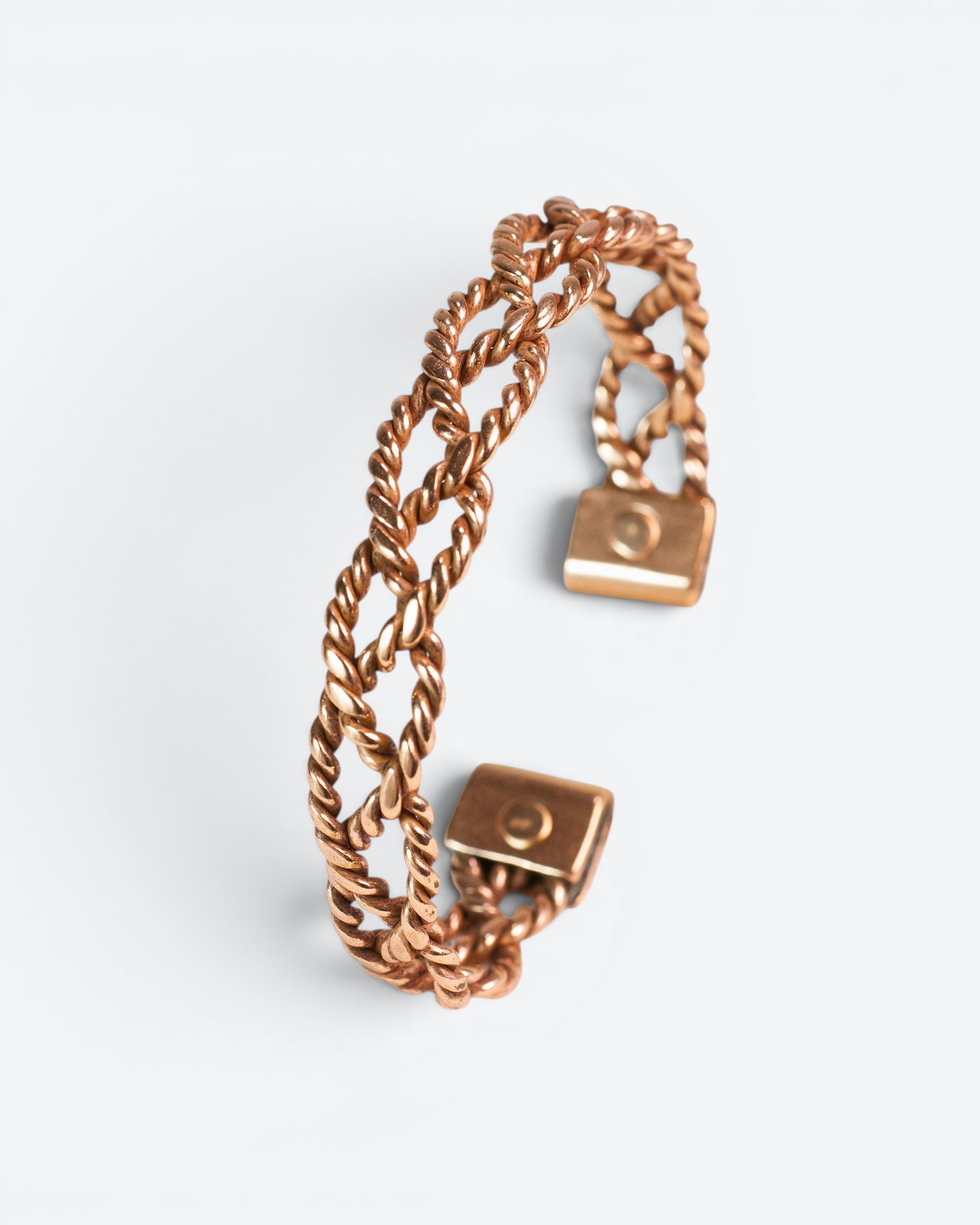 Koperen magneet armband gevlochten