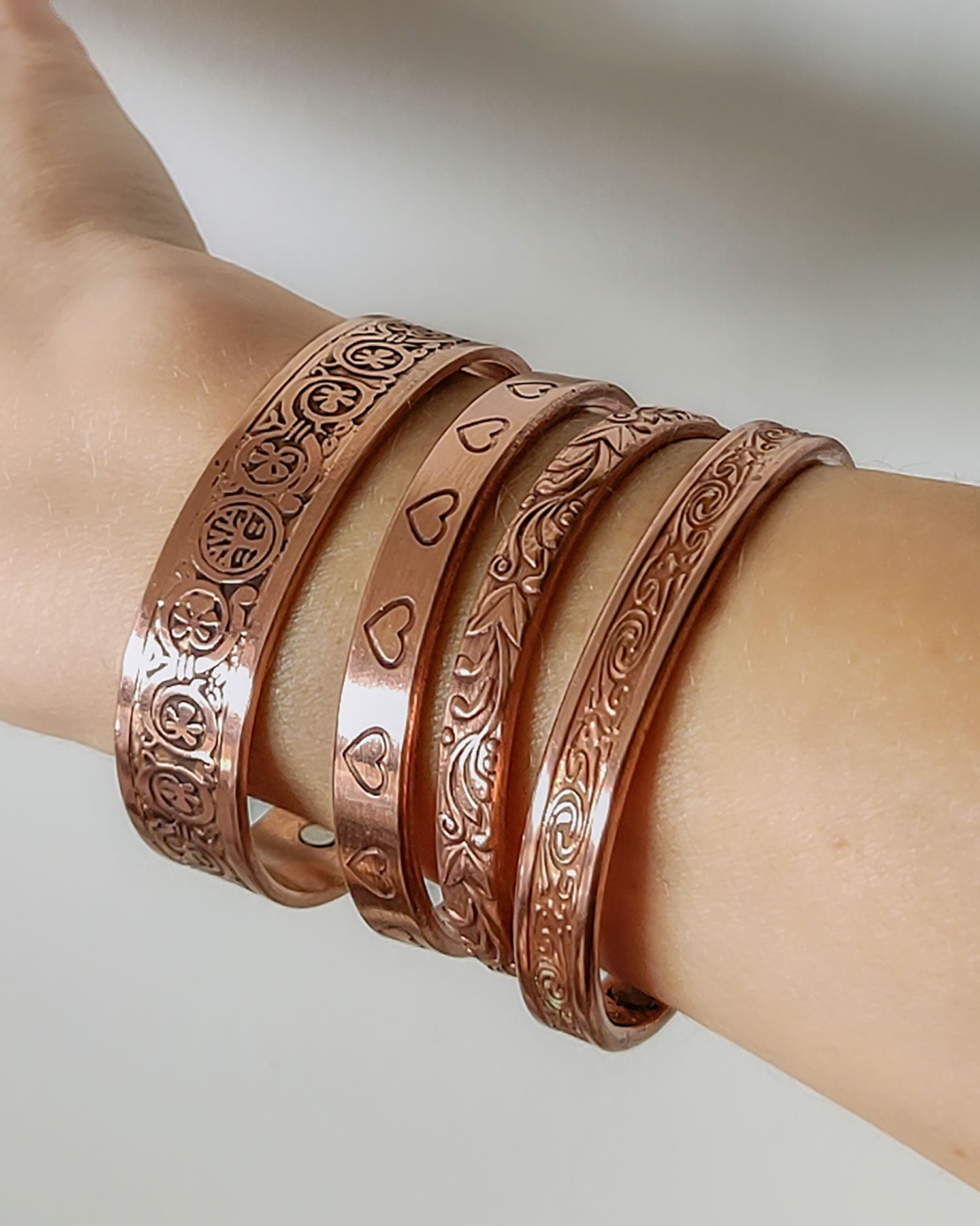 Koperen magneet armband - Floral