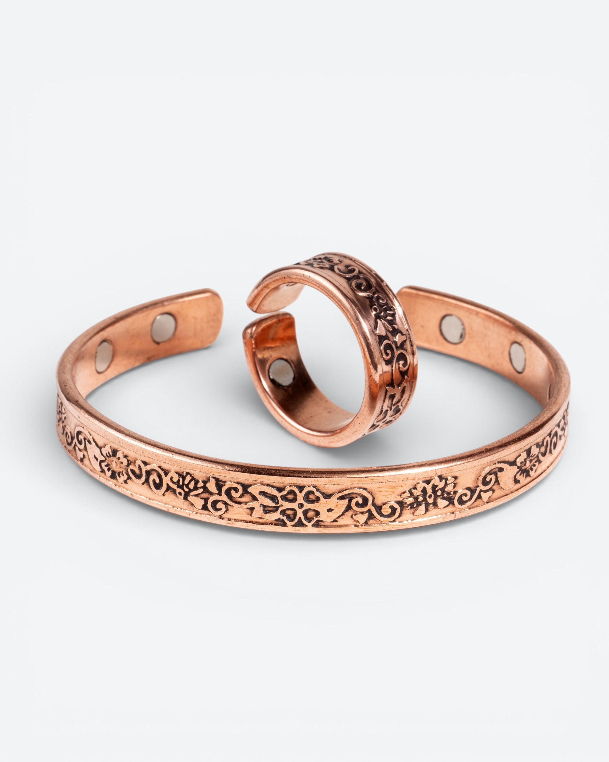 Set koperen armband & ring - sierlijk