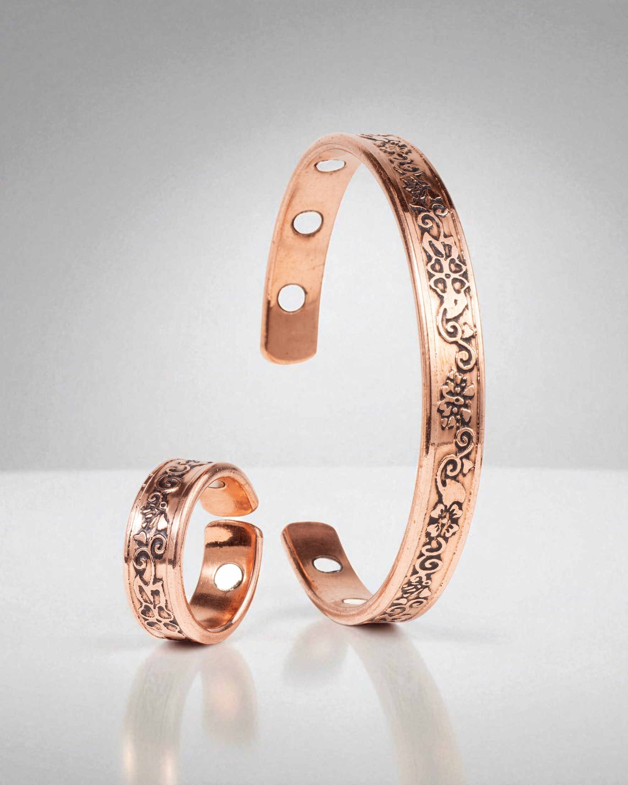 Set koperen armband & ring - sierlijk