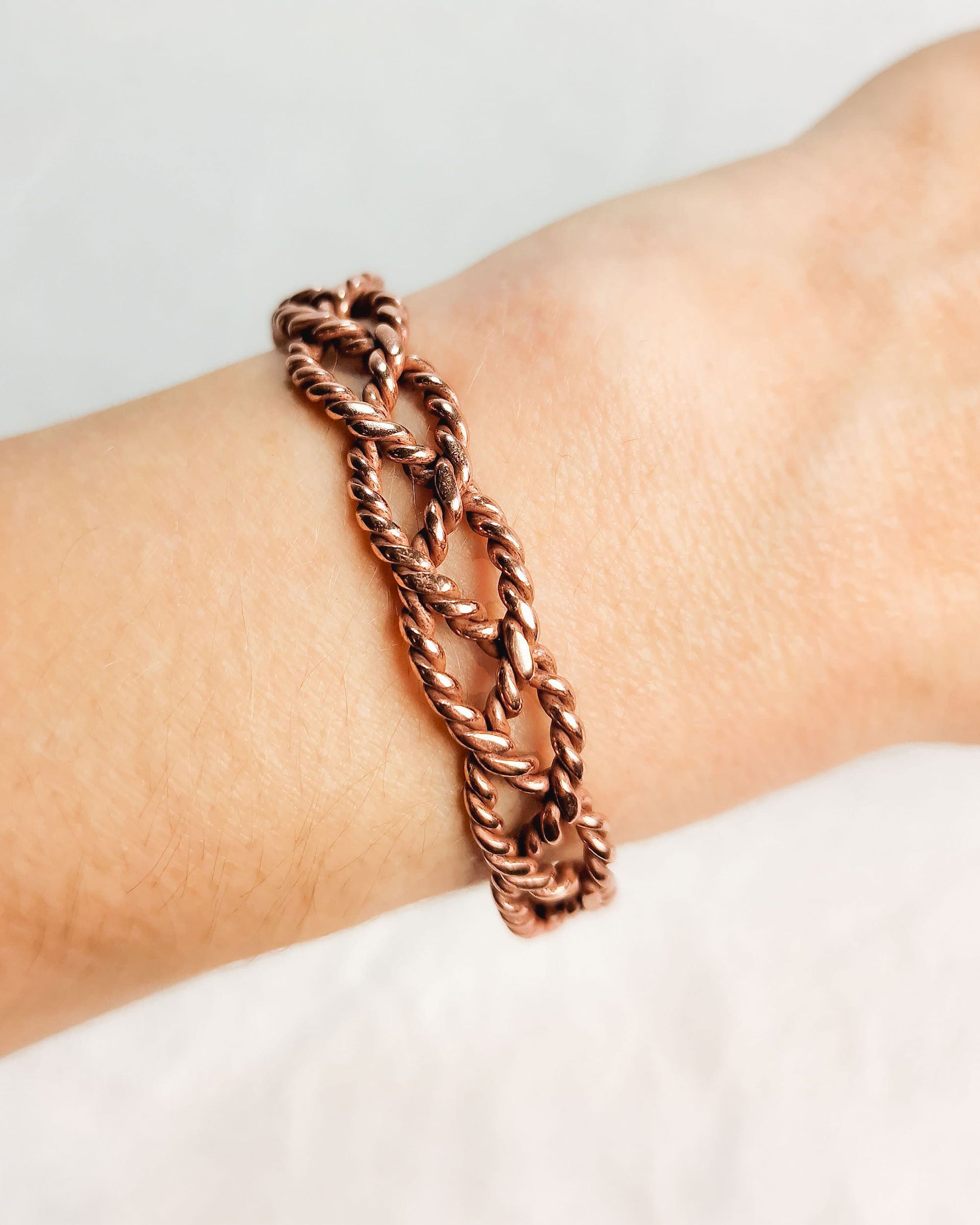 Koperen magneet armband gevlochten