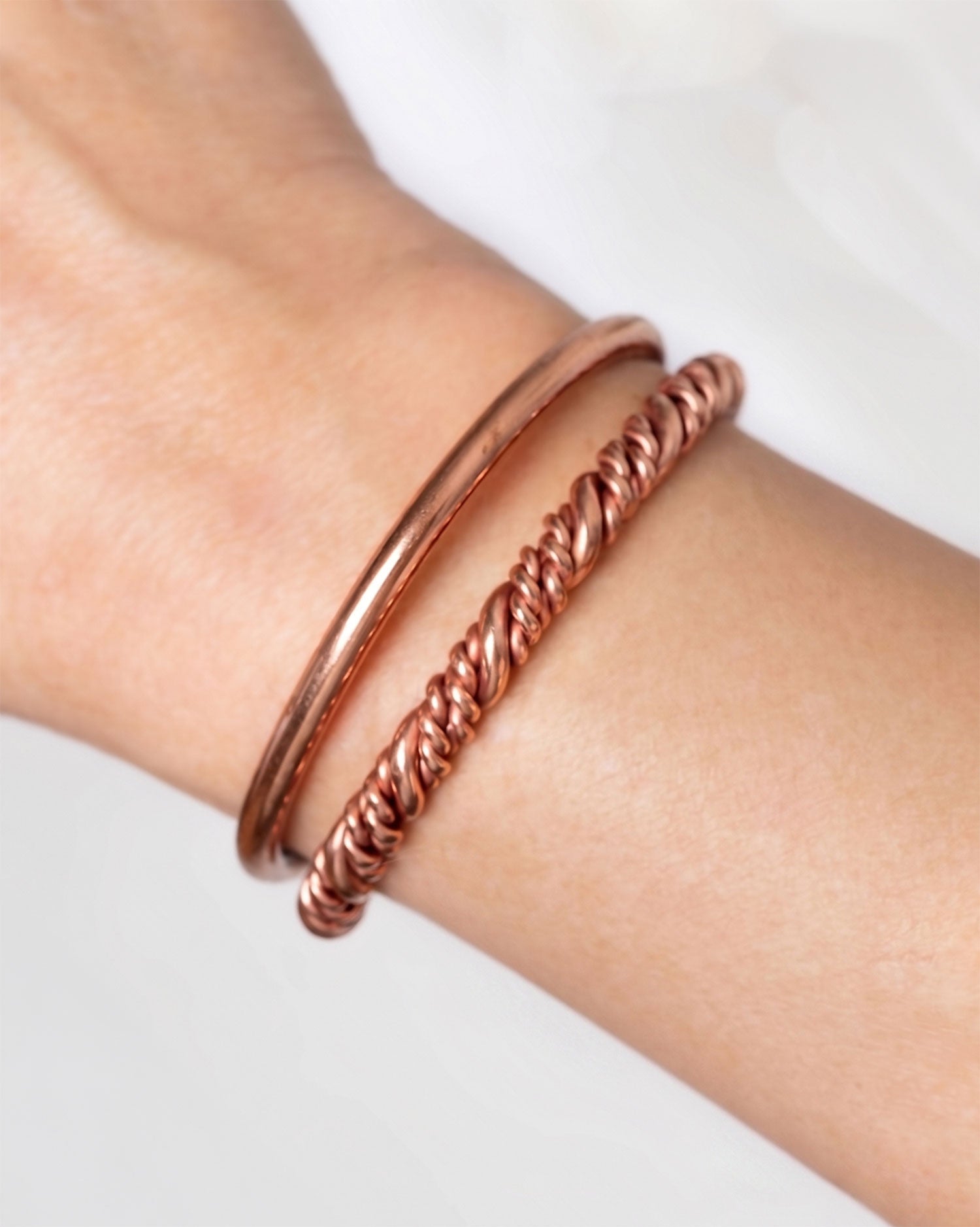 Luxe koperen magneet armband - gedraaide strengen